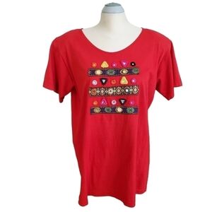 Vintage 1980 Deborah Wiley California Red Front Mirorred Top One Size Fit Most